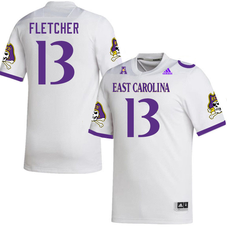 Men #13 Eric Fletcher ECU Pirates College Football Jerseys Stitched-White